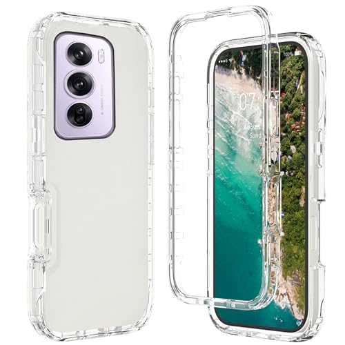 PANXIYUE Case for Reno 12 Pro 5G, 360 Degree Full Body Anti-Shock Case, Silicone TPU Front and Rigid PC Back Case OPPO Reno 12 Pro Case, Transparent