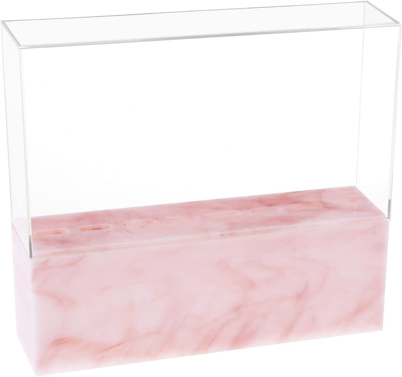 zalati Storage Box 8 Holes Acrylic Case with Cover for Display Tweezers Organiser False Eyelashes Extensions - Pink Marbling Style