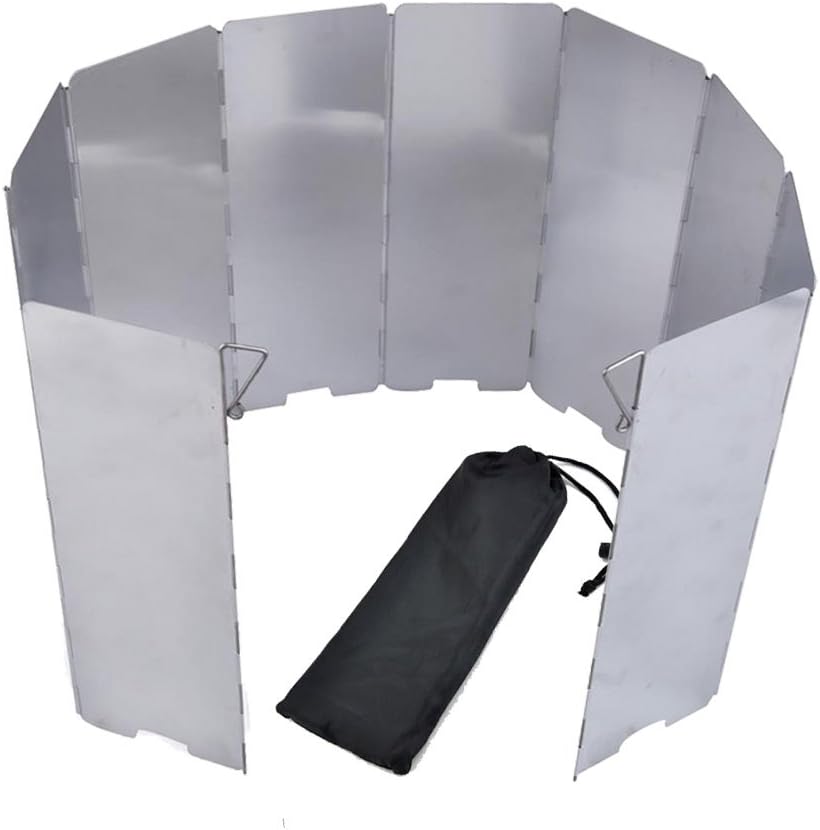 Uning Camp Stove Windscreen, 10 Plates Lightweight Folding Outdoor