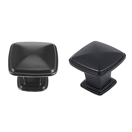 Firstdecor 2 Pack Flat Black Kitchen Cabinet Knobs Round Drawer