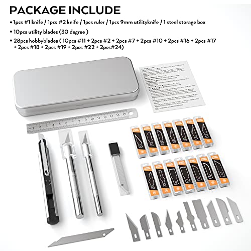 Nicpro 43 PCS Craft Knife Set with Metal Case, Hobby Knife with Various