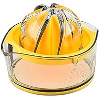 Kasmoire Citrus Orange Squeezer Manual Hand Juicer Lime Press Anti-Slip Reamer with Strainer and Container, Yellow, 5.1…