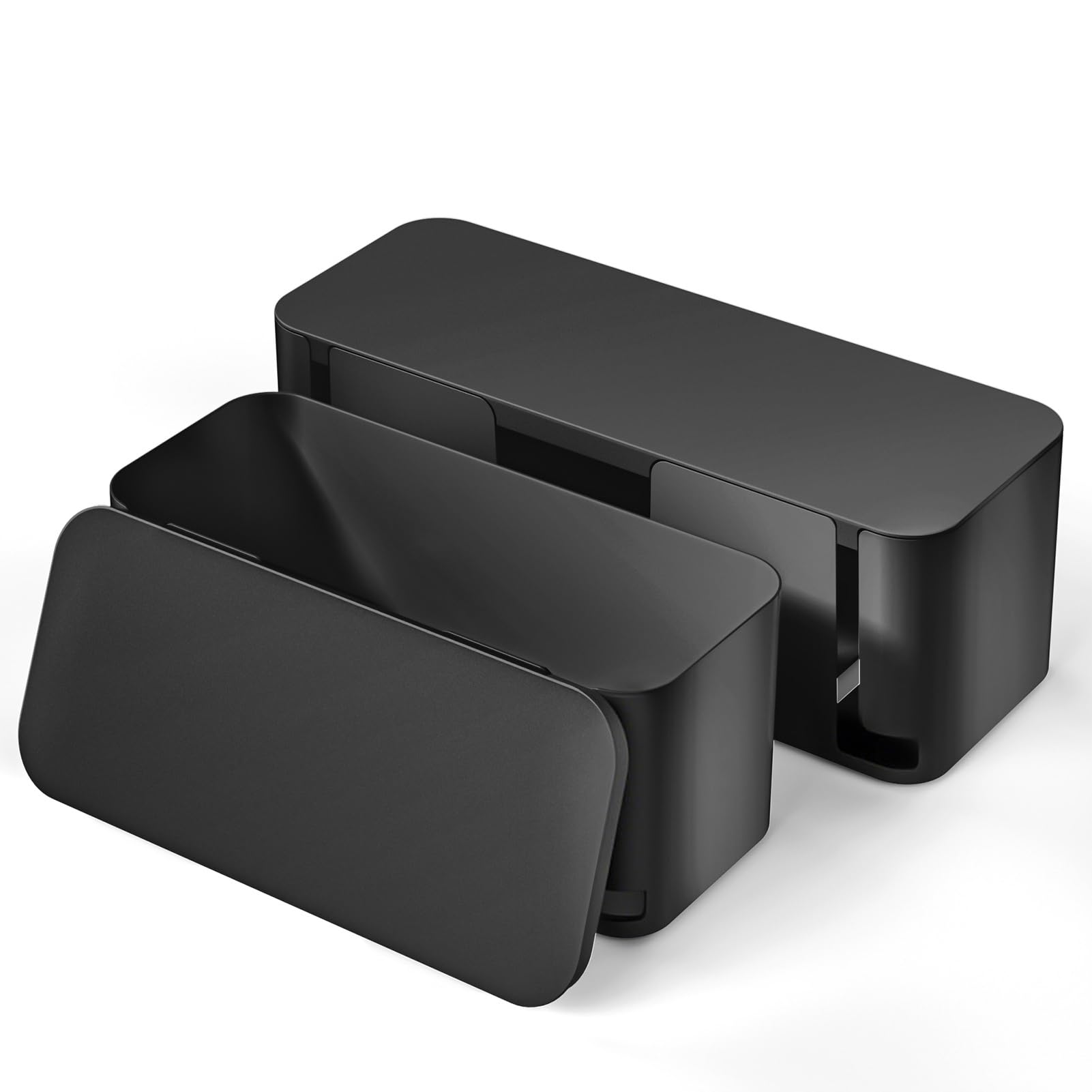 Photo 1 of YECAYE 2 Pack Cable Management Box, Pet Friendly Cable Box Organizer for Home & Office, Child-Proof Floor Cord Cover, Cord Management and Cord Hider, Black