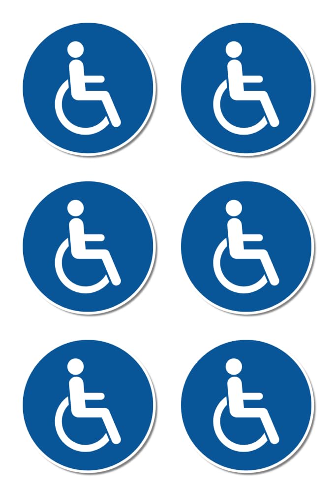 For wheelchair users or people with disabilities - based on DIN EN ISO 7010 / ASR A1.3 - stickers: diameter 5 cm, pack of 6