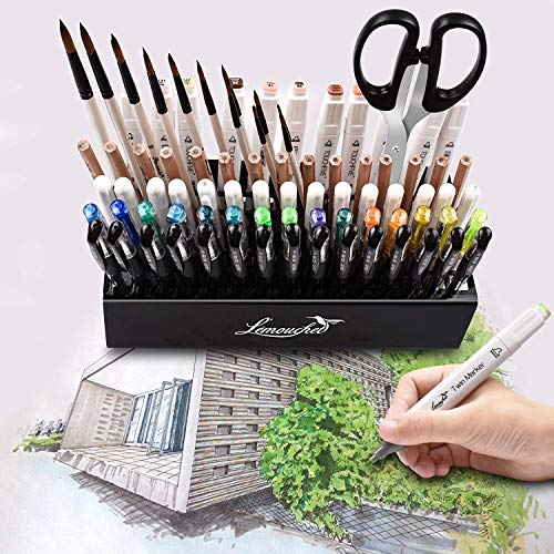 L\'ÉMOUCHET 86 Hole Acrylic Pencil and Brush Pen Holder - Desk Stand Organizer Holder for Pens, Paint Brushes, Crayons Colored Pencils, Sketch Pencils, Tombow Watercolor Brush Pens