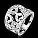 NYKKOLA Beautiful 925 Jewelry Austrian Crystal Hollow Heart Sweet Love Silver Ring Band(O)