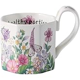 NZYDGXSY Ceramic Coffee Mug with Handle Vintage, Floral Cute Octagonal Espresso Cups, Large Tea Cups and Drinking Mugs for Office and Home, Ideal Gifts for Women and Men (Purple 400ml)