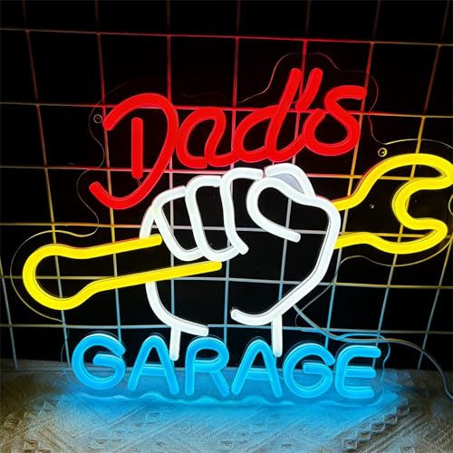 Dad's Garage Neon Signs for Wall Decor, Garage LED Lights Signs Suitable for Bedroom Man Cave Bar Pub, Dimmable Art Wall Decorative Light Bar Sign for Fathers Gift at Amazon