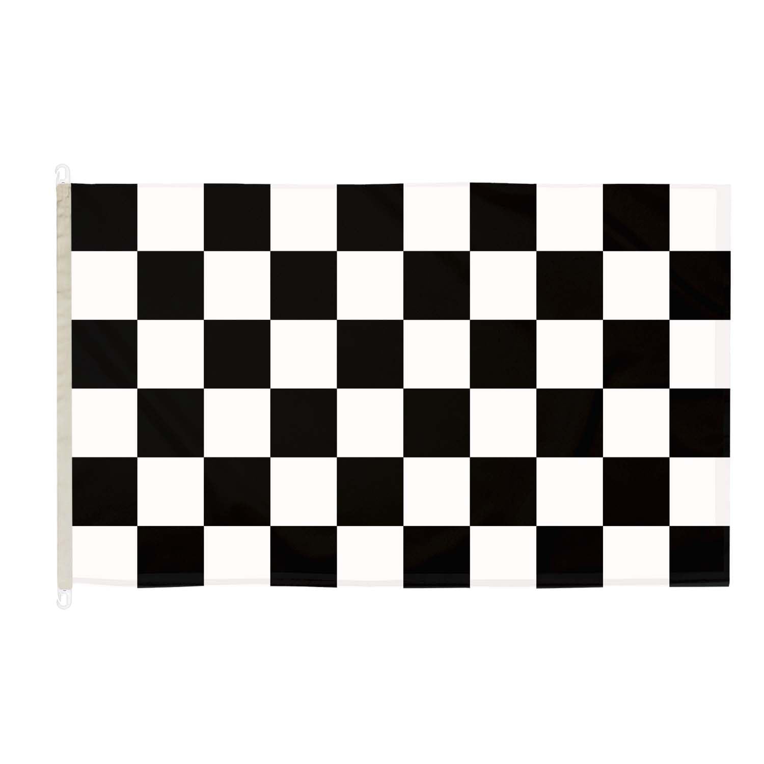DuraFlag Black and White Check 5ft x 3ft with Clips/Hooks - Premium Quality 5x3 Racing Chequered Flags