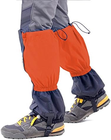 Snowshoeing Leg Gaiters Shoe Covers for Hiking, Hunting or Walking - Waterproof and Bundled with Mask (Orange)
