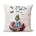 Akery Unique Design Alice Cotton Linen Throw Pillow Cases Cushion Covers, 18