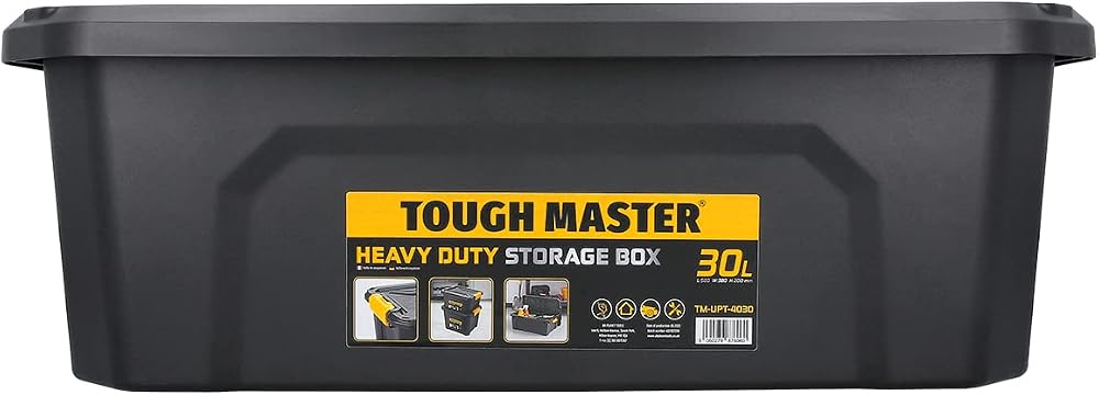 TOUGH MASTER 30L Storage Box Medium Durable Plastic Reinforced Lid Secure