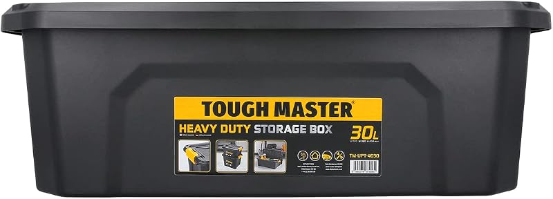 TOUGH MASTER 30L Storage Box Medium Durable Plastic Reinforced Lid Secure