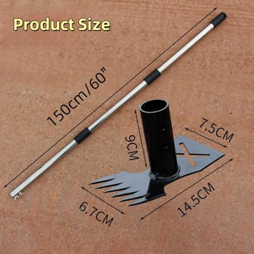Weed Puller Tool with Long Handle, 2 in 1 Manual Weed Rake and Garden Hoe 150cm Weed Remover Gardening Tools Weeding Pull for Garden Yard Lawn Patio
