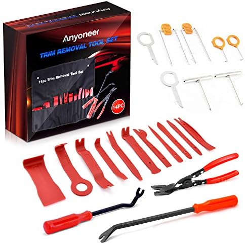 Anyoneer [22 Pcs] Auto Upholstery Tools - Strong Nylon Won't Break Like ABS - BONUS Clip Pliers &amp; Fastener Remover