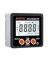 Tanice   Medidor digital de ángulo del protractor   medidor de bisel   buscador de ángulos retroiluminado LCD nivel caja Inclinómetro 0 360° con base magnética impermeable para sierra de ingletador, prueba de automóvil, reparación