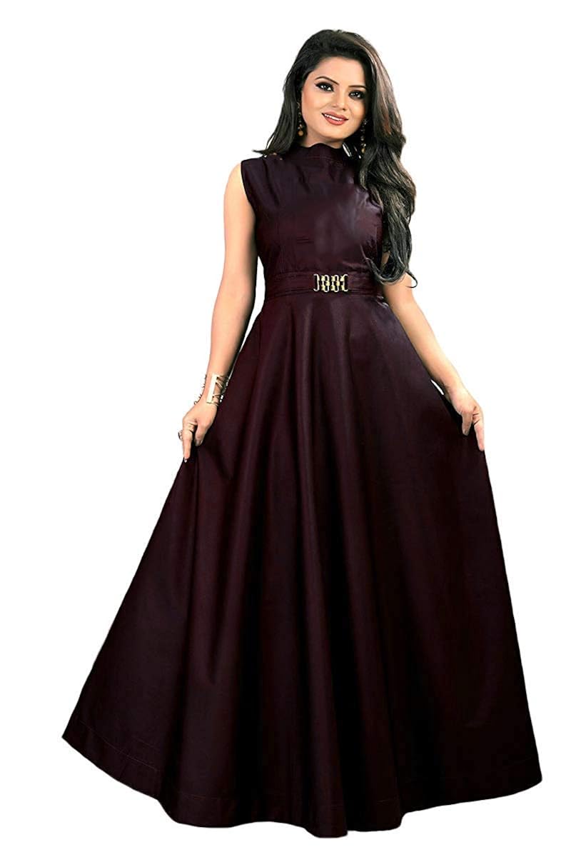 satin long frocks for ladies