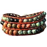YGLINE Natural Stone Wrap Bracelet for Women Boho Bracelets Healing Crystal Beaded Bracelet Adjustable 3/5 Wraps Bracelet Handmade Birthday Gifts for Women