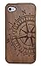 SunSmart Unique Handmade Natural Wood Hard Wooden Case Cover for iPhone 4 4S (Walnut-Compass)