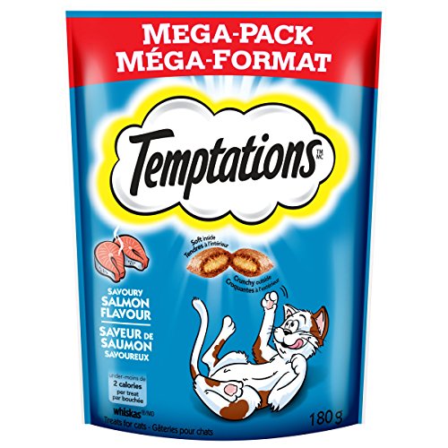 Temptations Classic Treats for Cats Savory Salmon Flavor 6.3 Ounce; With Our Mouthwatering Menu We Have a Flavor For Every Feline (6.3 oz- Pack of 10)