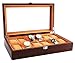 JINDILONG Watch Cases for Men 12 Slots Solid Wood Storage Organizer Display Box Large Holder Exquisite and Durable,Best Present for Birthday,Valentine's Day, Wedding, Christmas and New Year