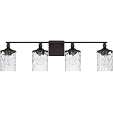 HomePlace Lighting 128841BZ-451 Colton Mid-Century Clear Water Glass Bathroom Vanity Wall Light, 4-Light 400 Total Watts, 10"