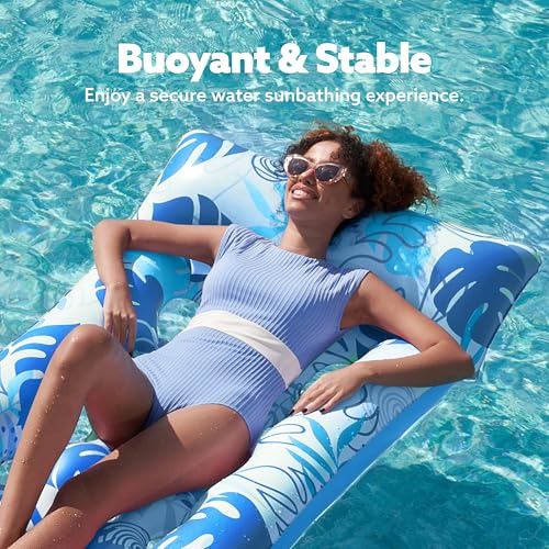 Sloosh Flotadores Inflables para Piscina, 2 Piezas Flotadores XL, Cama Flotante con Reposacabezas para Adultos, Colchoneta Flotante para Lago, Playa, Piscina y Diversión Acuática