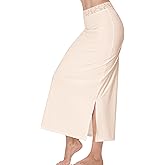 MOSCOAL Long Half Slip for Under Dresses Slips Skirt with Lace Waistband 36"