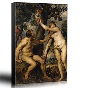 Oil Painting of The Fall of Man by Peter Paul Rubens in 1628-29 - Baroque Style - Adam, Eve, Devil, Angels - Canvas Art Home Art - 12x18 inches
