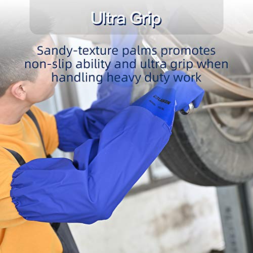 LANON 2 Pairs PVC Coated Chemical Resistant Gloves, Reusable Heavy Duty Safety Work Gloves, Acid