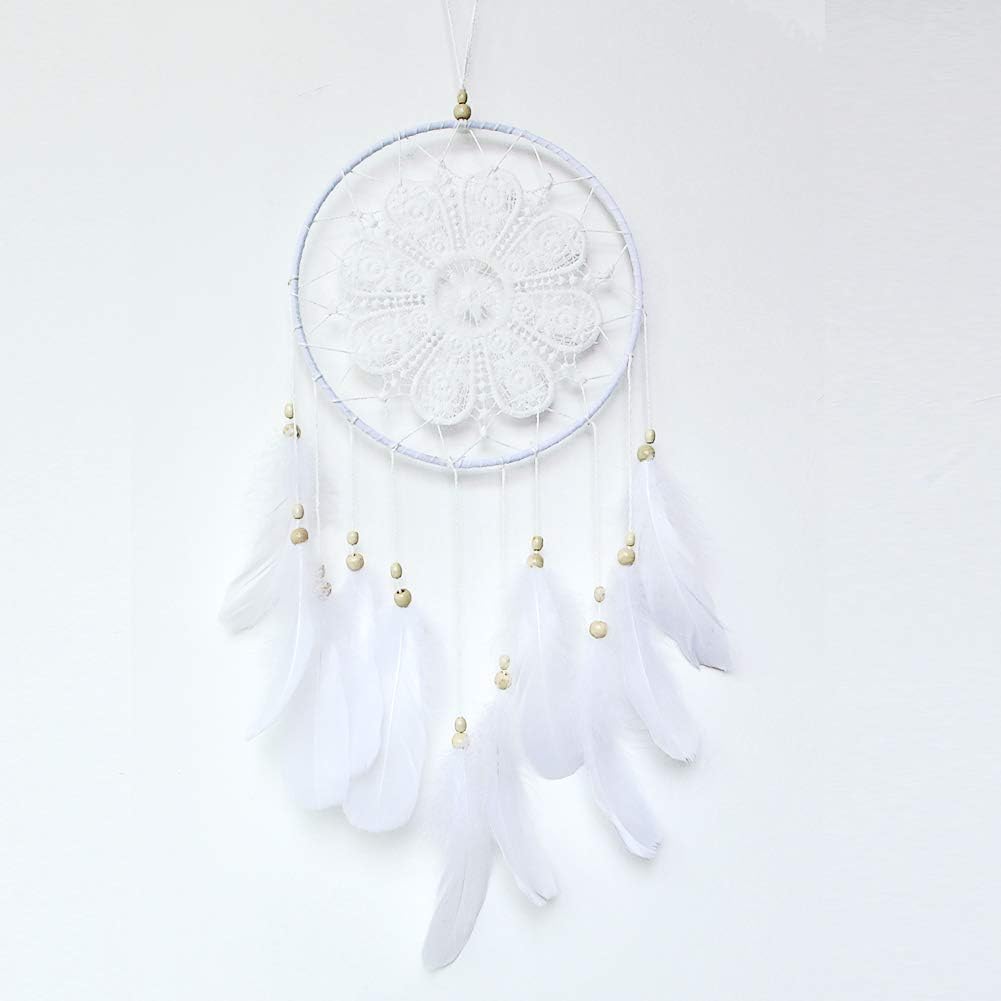SONGER Dream Catcher Hanging Ornament Gift Handmade Traditional Dreamcatcher Wall Hanging Car Hanging Home Decoration Decor Ornament Craft(White)