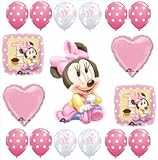 MINNIE MOUSE 1st #1 Pink Polka Dots BIRTHDAY Girl PARTY (17) Balloon Kit SET