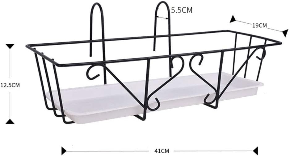 LYCIL Balcony Flower Pot Stand Rack,iron Hanging Planter Holders,with Hooks Shelf Basket,railing Shelf,for Patio Porch Fence A