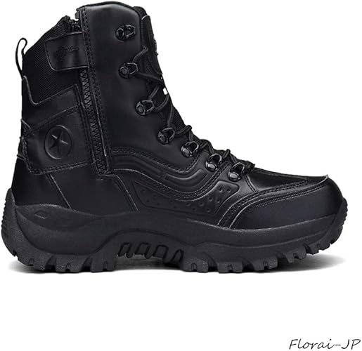 Amazon Florai Jp ショートブーツ ミリタリーブーツ タクティカルブーツ ブーツ メンズ ワークブーツ 編み上げ 靴 サイドジップ ジッパー サバゲー ファスナー アウトドア トレーニング マウンテン 革靴 ブラック 黒 Florai Jp ハイキング トレッキングシューズ