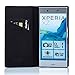 32nd Classic Series - Real Leather Book Wallet Case Cover for Sony Xperia XZ, Real Leather Design with Card Slot, Magnetic Closure and Built in Stand - Black