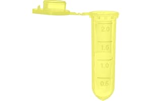 MUHWA 2ml Microcentrifuge Tubes, 500pcs Graduated Micro Test Tubes with Snap Cap, Rounded Microtube Sample Vial for Laboratory(Yellow)