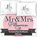 Mr and Mrs Pillowcase Set, Mr and Mrs Pillows, Perfect & Unique Wedding Gift or Anniversary Gift - 100% Cotton 300 TC - by Ocean Drop Designs