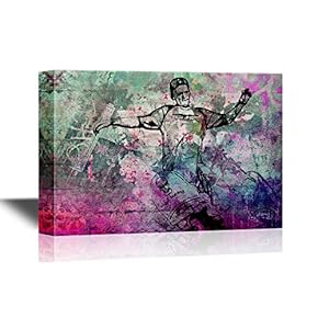 Skateboard Canvas Wall Art - Boy on Skateboard with Abstract Background - Gallery Wrap Modern Home Art | Ready to Hang - 12x18 inches