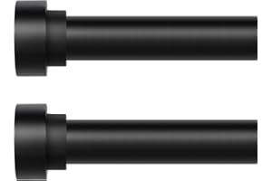 HEI! DEAR Black Curtain Rods for Windows 28 to 48 Inch(2.3-4Ft)2 Pack,1 Inch Diameter Heavy Duty Curtain Rods, Ceiling & Wall Mount Window Rods Set,Matte Black Modern Telescoping Drapery Rods for Indoor&Outdoor
