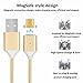 [Upgraded Version] Fantany Magnetic Micro USB Charger Braided Fast Cable, Reversible Detachable Design Cord with LED Indicator Adapter for Android Samsung HTC Huawei Moto LG 3 Ft Gold Mm2
