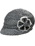 Dahlia Women's Chic Flower Wool Blend Newsboy Hat - Dual Layer - Gray