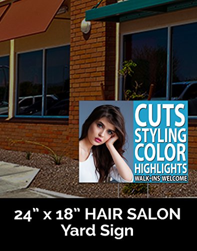 Cuts Styling Color Hair Salon Yard Sign 24"x18" with Metal Stake (Coroplast)