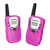 [Upgrade Generation] Handheld Walkie Talkie, Zooawa [2 Pcs] Kids Outdoor Wireless Interphone 2-Way 3 KM Range Durable Radio Transceiver Toy with 22 Channels for Camping and Hiking - Magenta