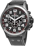 TW Steel Pilot Watch - Stainless Steel Plated Titanium Watch - Grey Dial Date 24-hour TW Steel Watch Mens - Grey Leather Band 45mm Chronograph Watch TW422