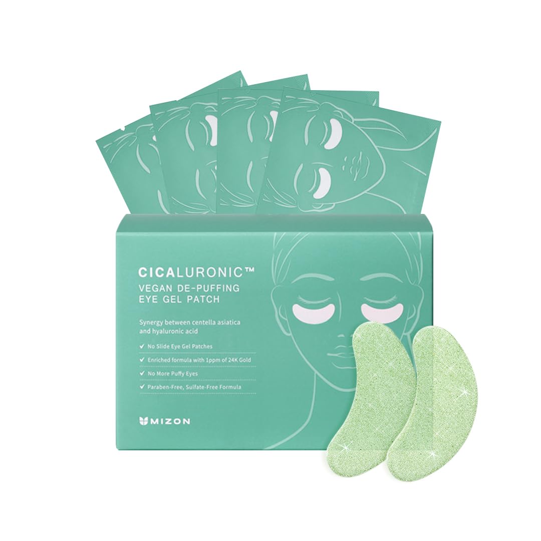 [MIZON] CICALURONIC VEGAN DE-PUFFING EYE GEL PATCHES (x42) Korean Skincare - De-puffing Eye Patches - Intense Hydration & Radiance - Anti-Aging & Dark Circle Treatment - 100% Vegan - Travel Size