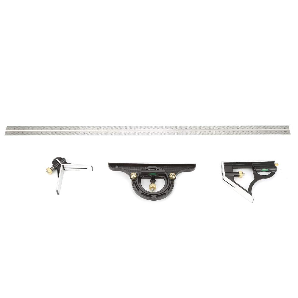 Combination Square Set, 0~600MM Stainless Steel Adjustable Detachable Right Angle Ruler with Center Gauge and Protractor, Measuring Tool for Engineers