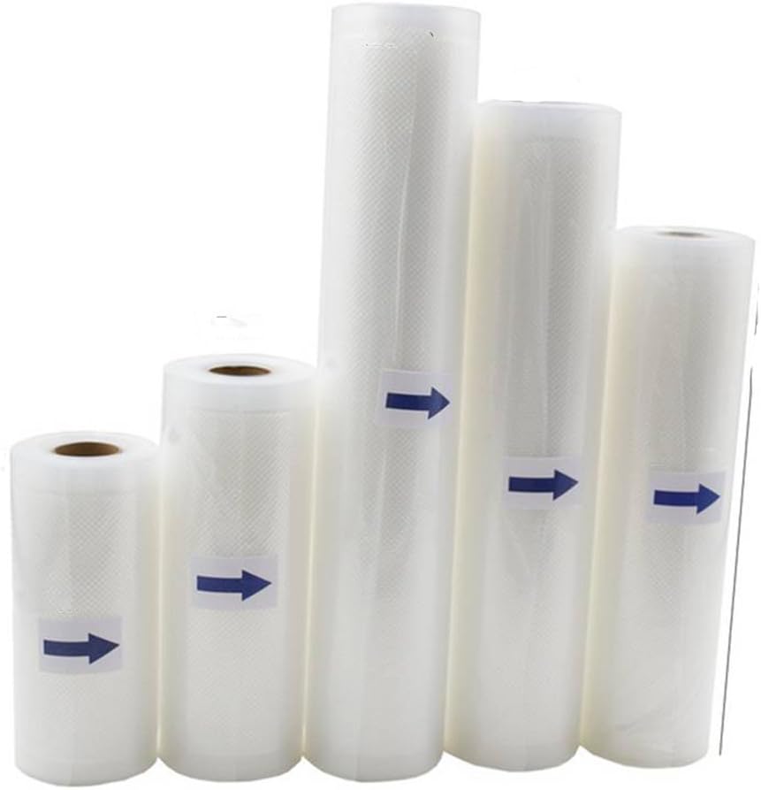Vacuum Sealer Rolls,Reusable Food Saver Bag Kitchen Fresh-Keeping Storage Bags,Size 4.72'/5.9'/7.87'/9.84'/11.02' X 196.85' (M-15x500cm/5.9x196.85"inch)