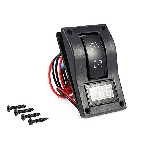 Yosoo 12V RV Marine Boat Voltage Voltmeter LED Dual Battery Test Panel Rocker Switch ON-Off-ON