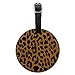 Leopard Print Orange and Black Round Leather Luggage ID Tag Suitcase Carry-On