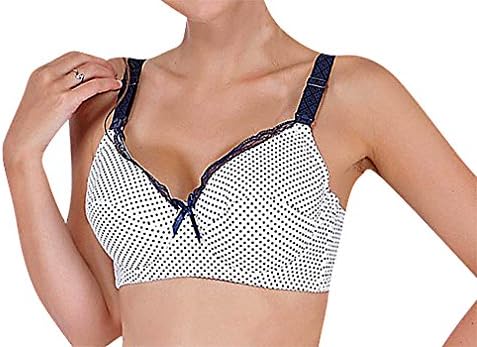 Avnet Women's Maternity Nursing Bra Molded Full Cup Dotted Lace Trim Clip Down